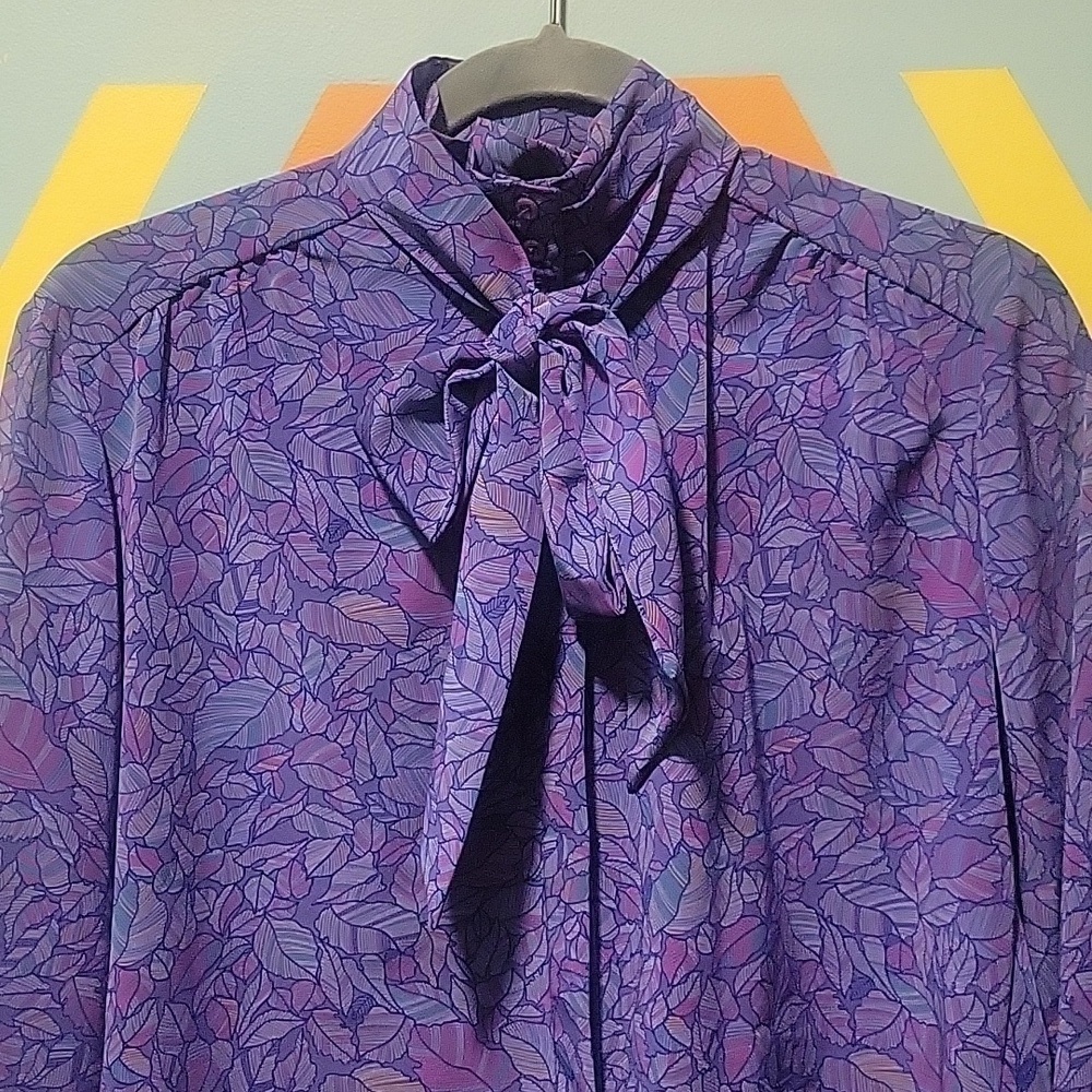 Vintage Pendleton Country Sophisticates Women's Button Up Blouse & Scarf/Bow 10 - Picture 2 of 8
